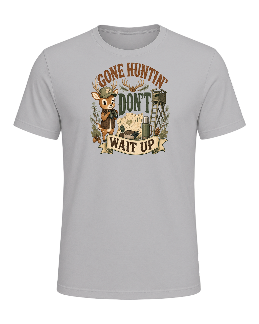 GONE HUNTIN' DON'T WAIT UP — Athletic Heather