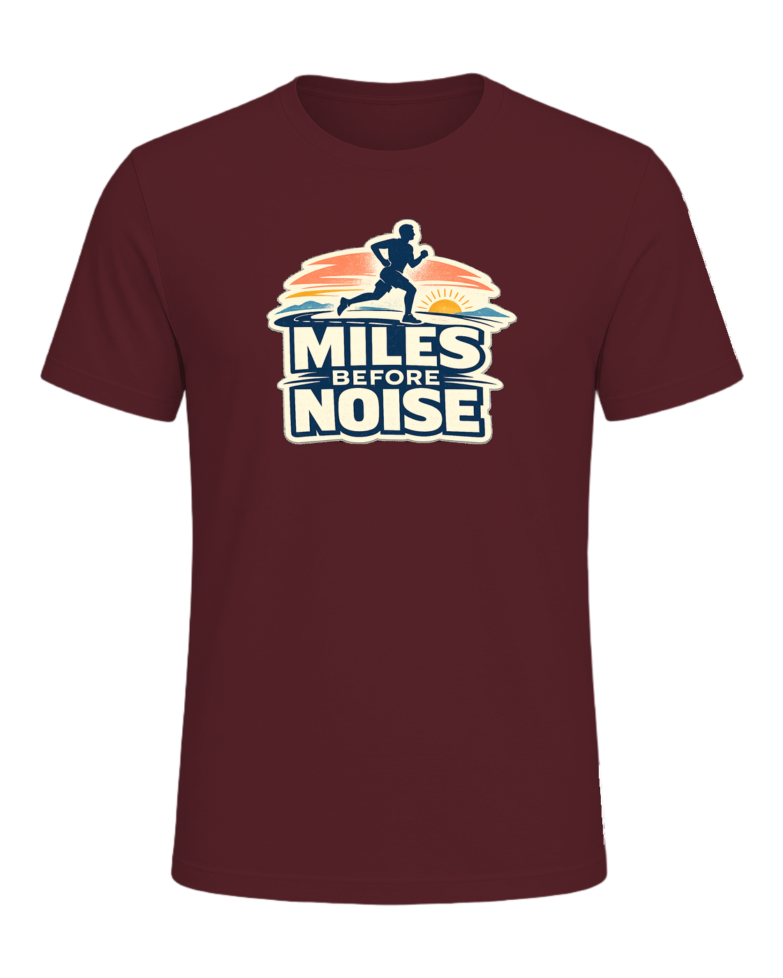 Miles Before Noise Tee — Maroon