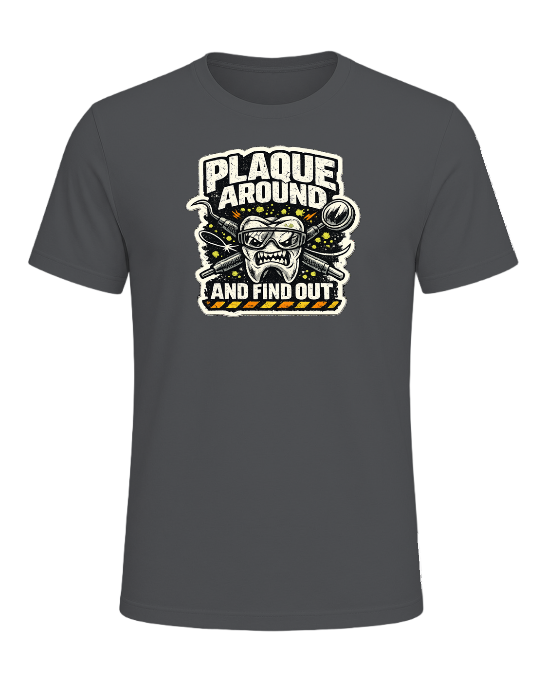 Plaque Around And Find Out Tee — Asphalt