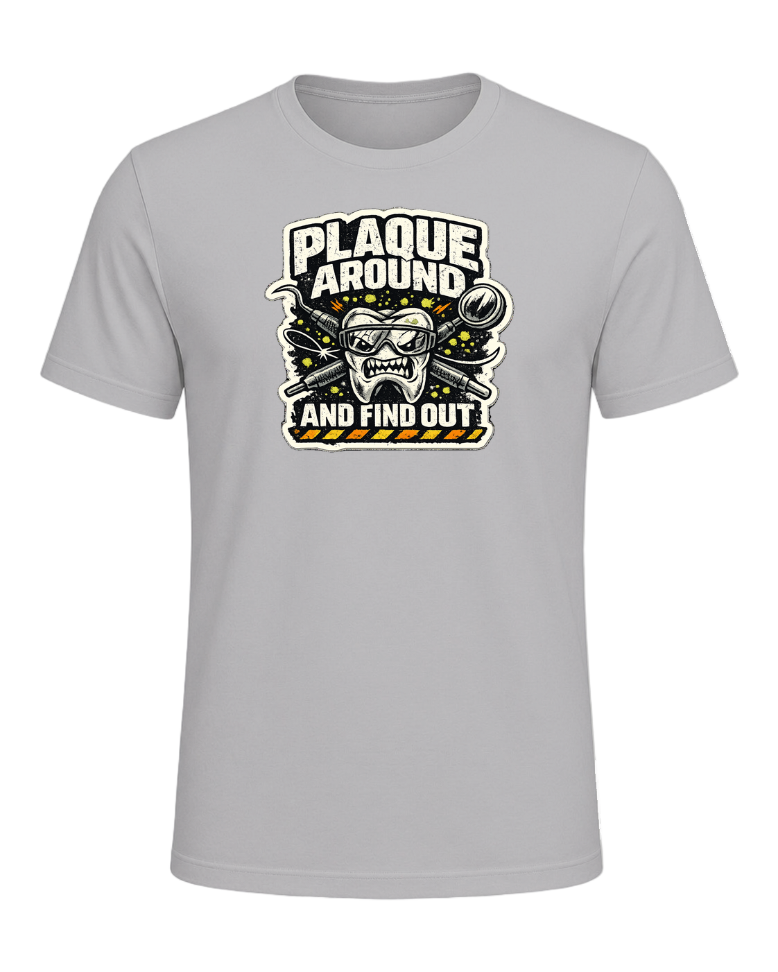 Plaque Around And Find Out Tee — Athletic Heather