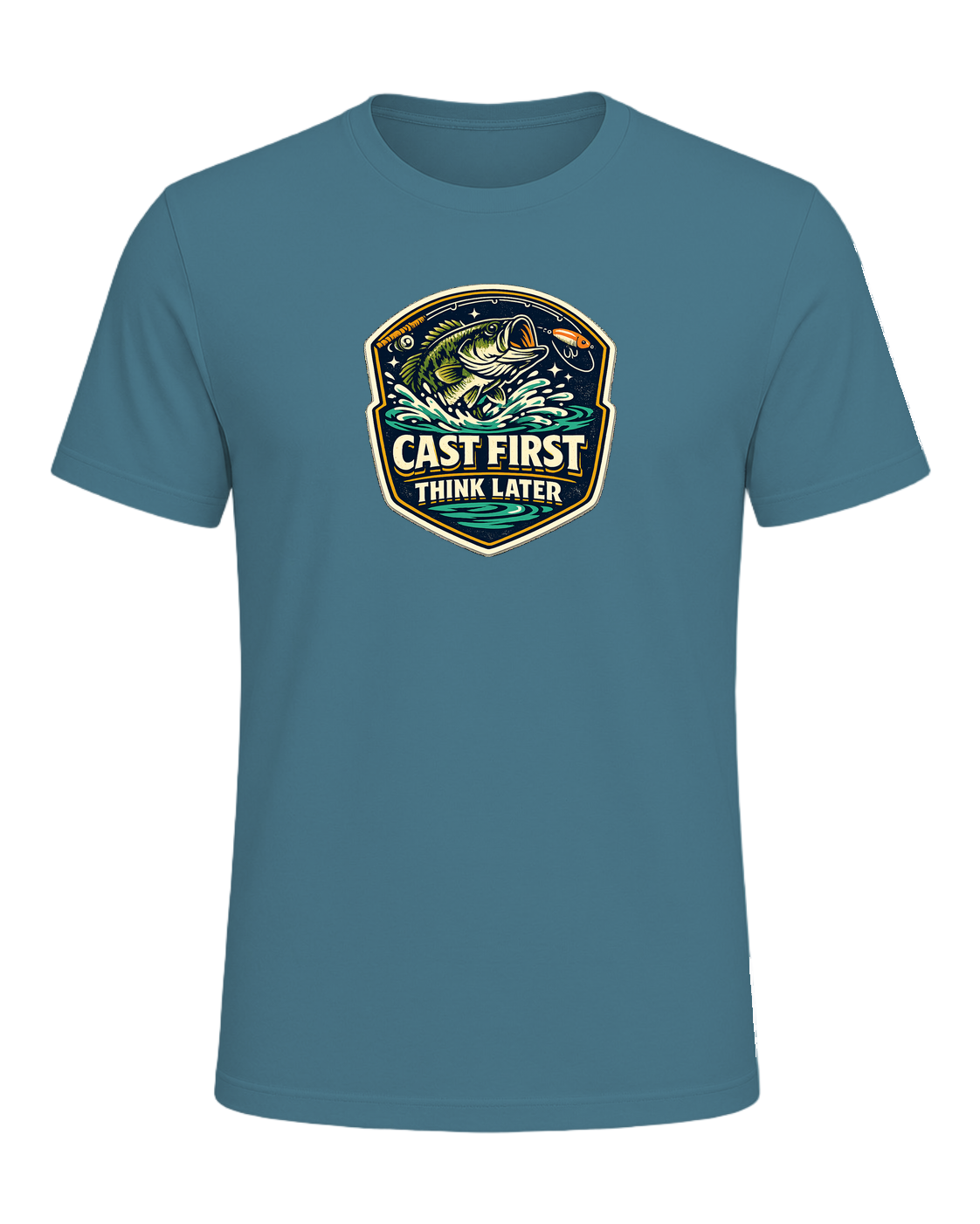 Cast First Think Later Tee — Heather Deep Teal
