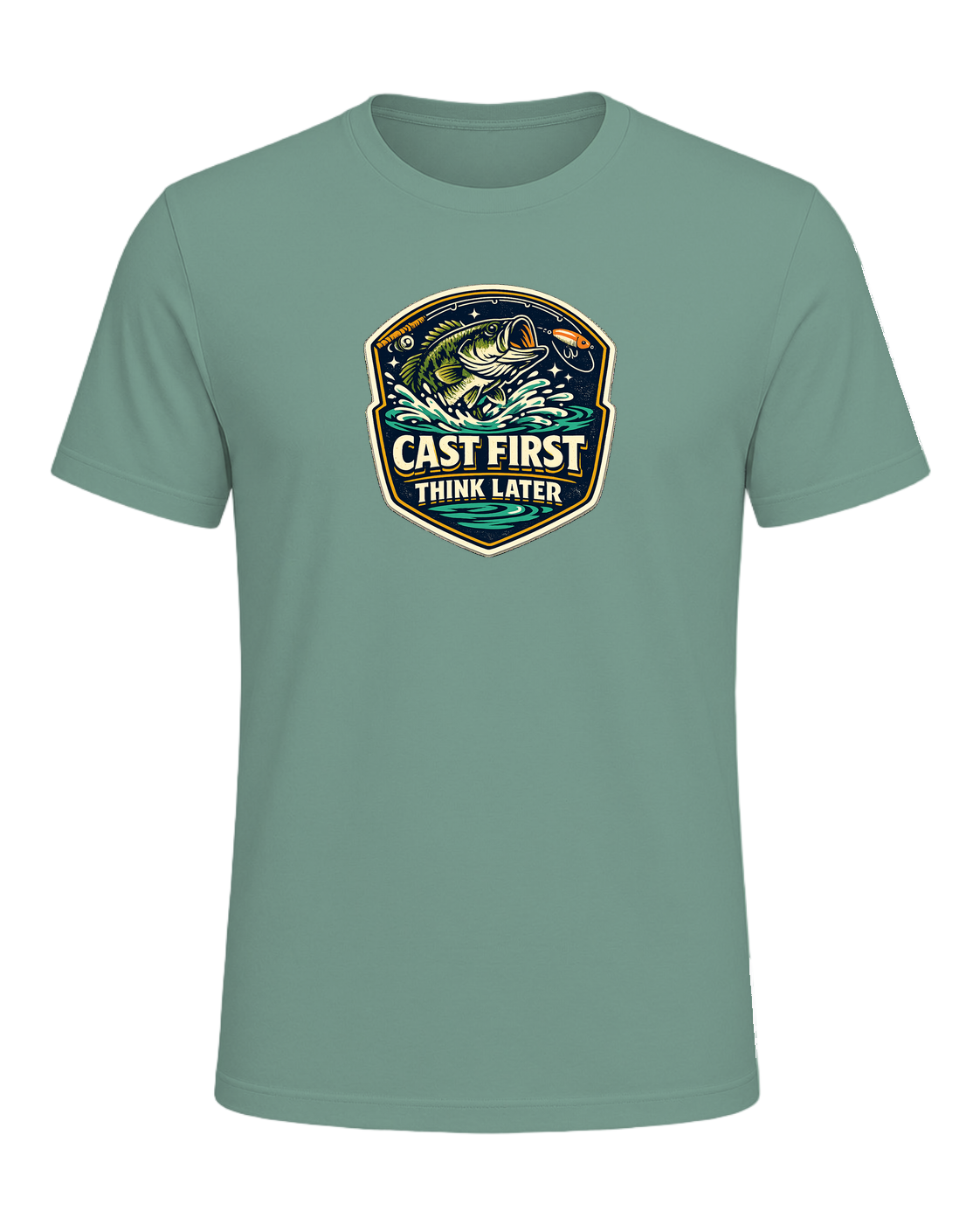 Cast First Think Later Tee — Heather Dusty Blue