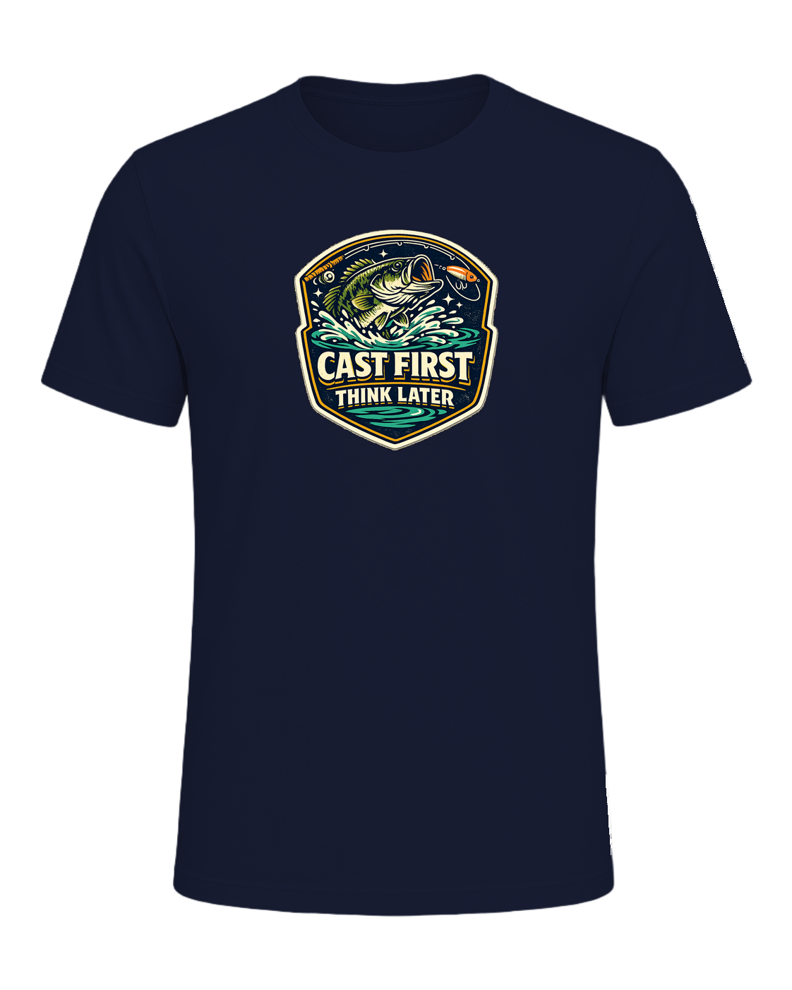 Cast First Think Later Tee — Navy