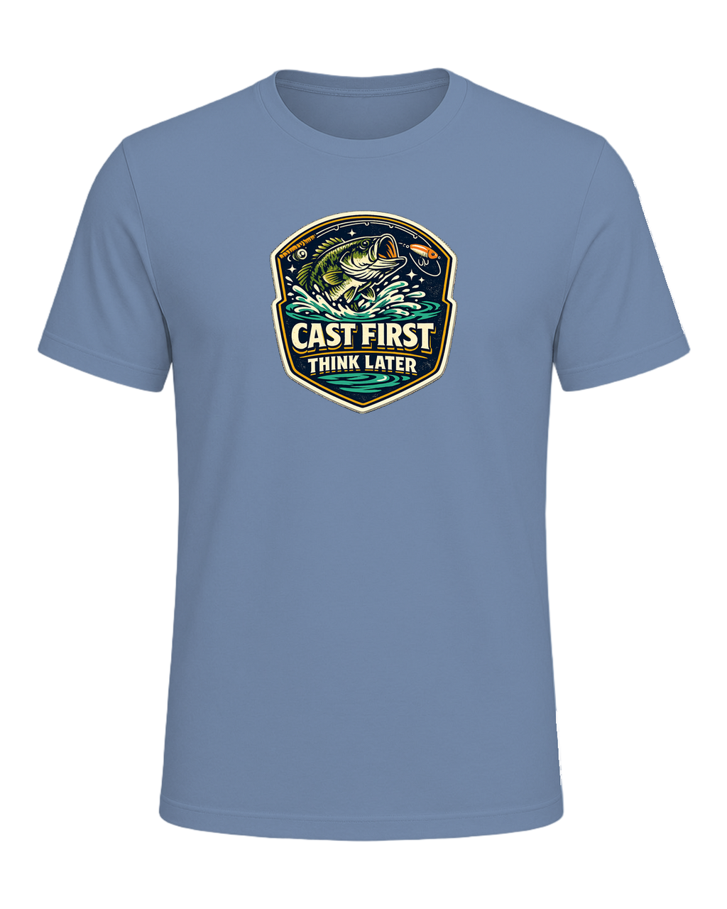 Cast First Think Later Tee — Steel Blue