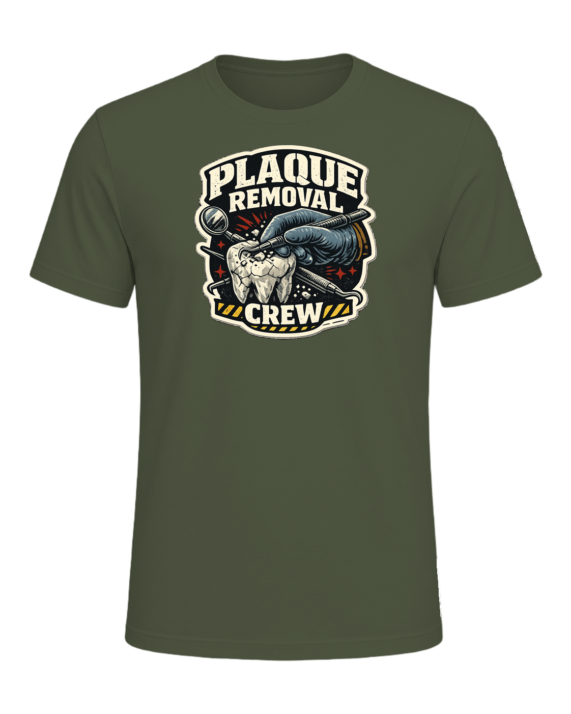 Plaque Removal Crew Tee — Military Green