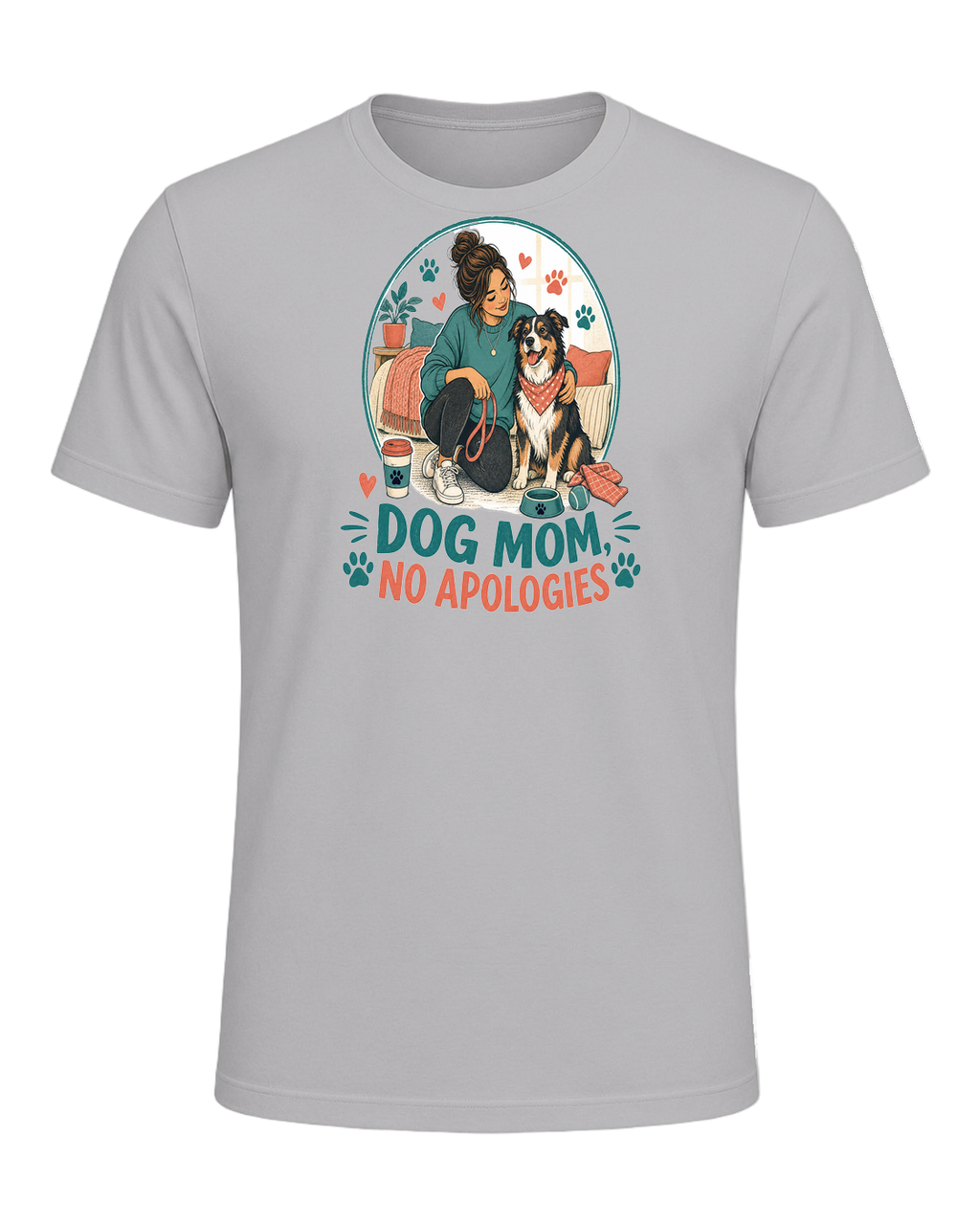 DOG MOM, NO APOLOGIES — Athletic Heather