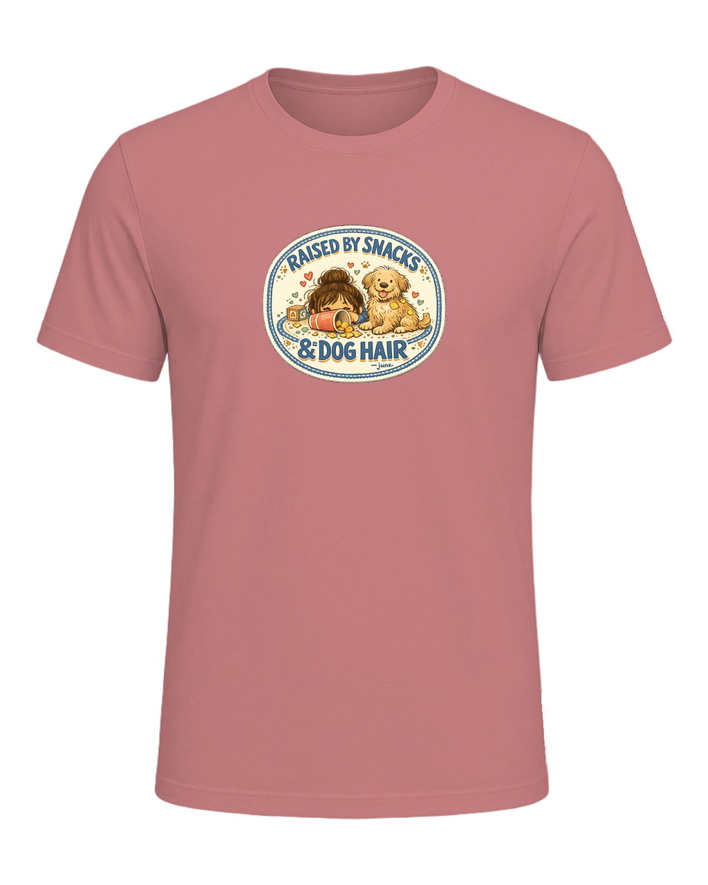 Raised By Snacks & Dog Hair Tee — Heather Mauve