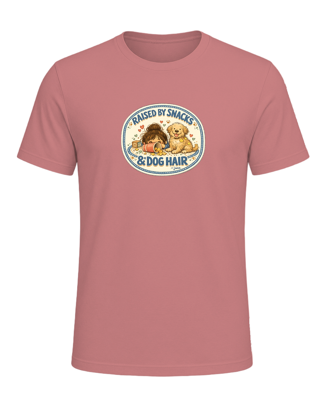 Raised By Snacks & Dog Hair Tee — Heather Mauve
