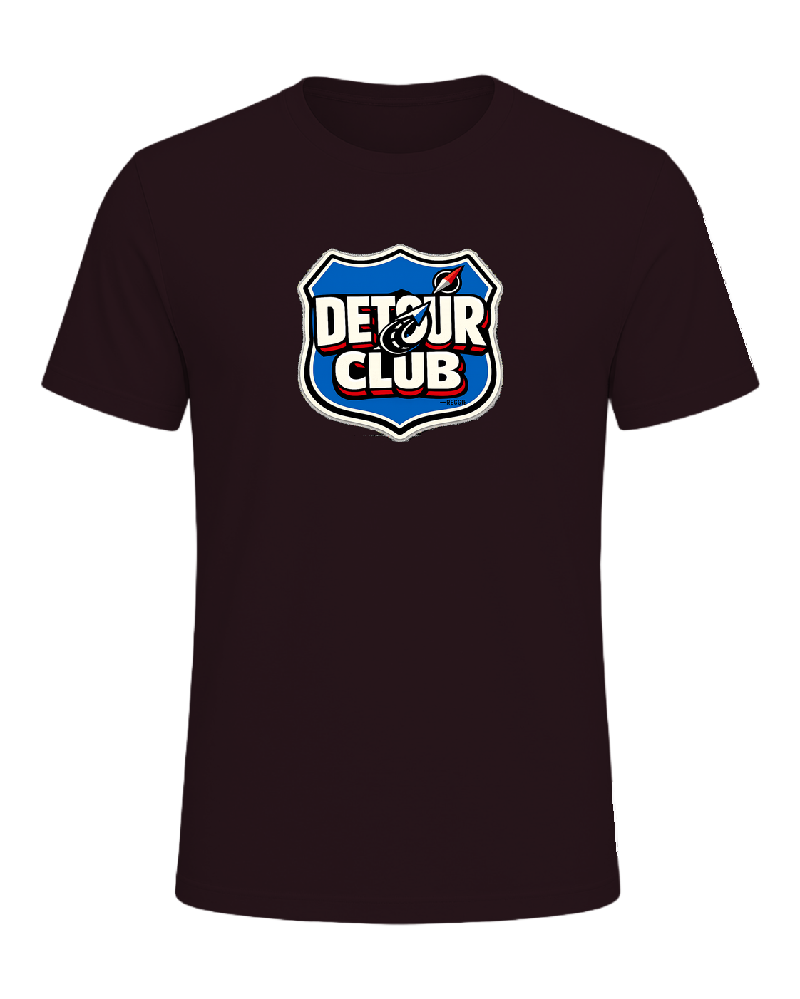 A loud travel badge tee for wanderers who believe the detour is the destination. — Oxblood Black