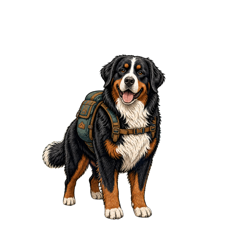 Bernese Mountain Dog Hiking