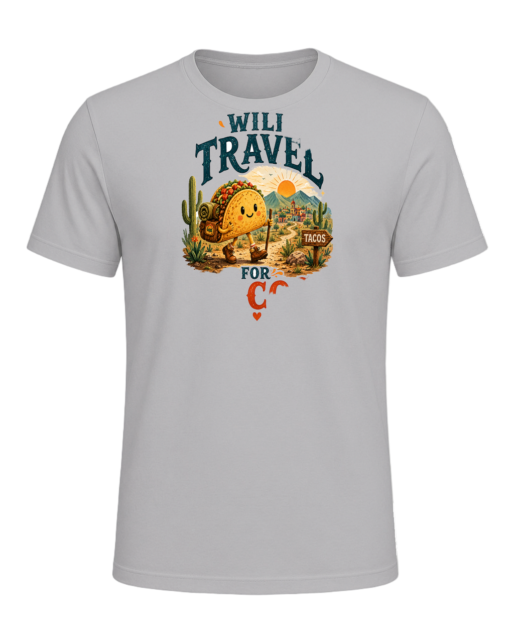 WILL TRAVEL FOR TACOS — Athletic Heather