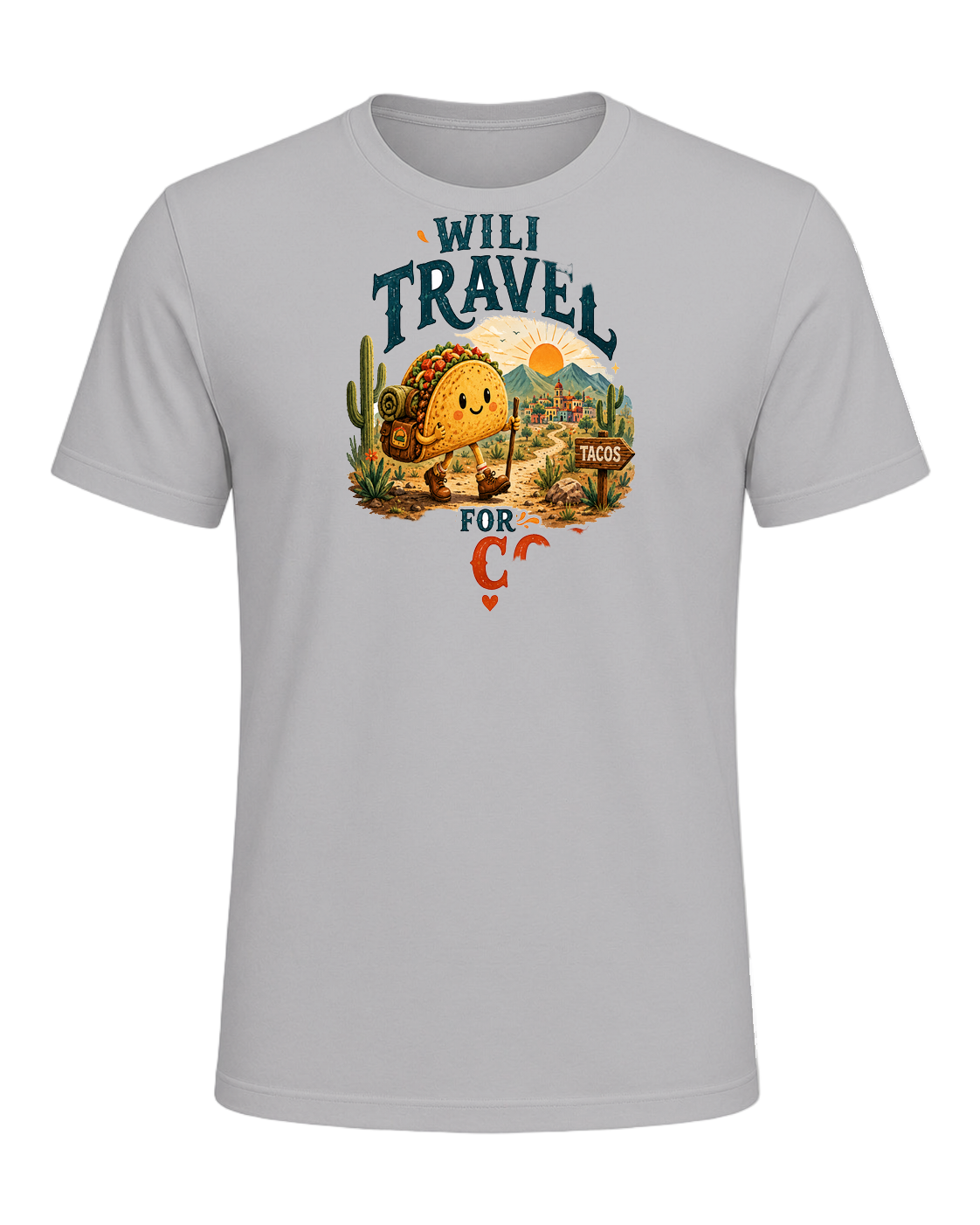 WILL TRAVEL FOR TACOS — Athletic Heather
