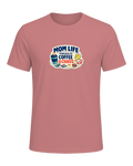 Mom Life Powered By Coffee & Chaos Tee — Heather Mauve