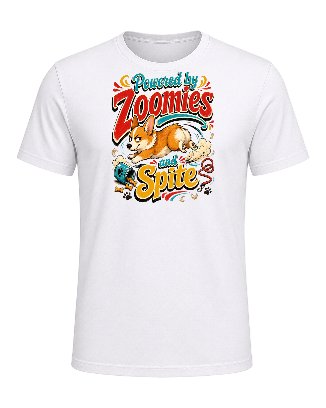 Powered by Zoomies and Spite — White
