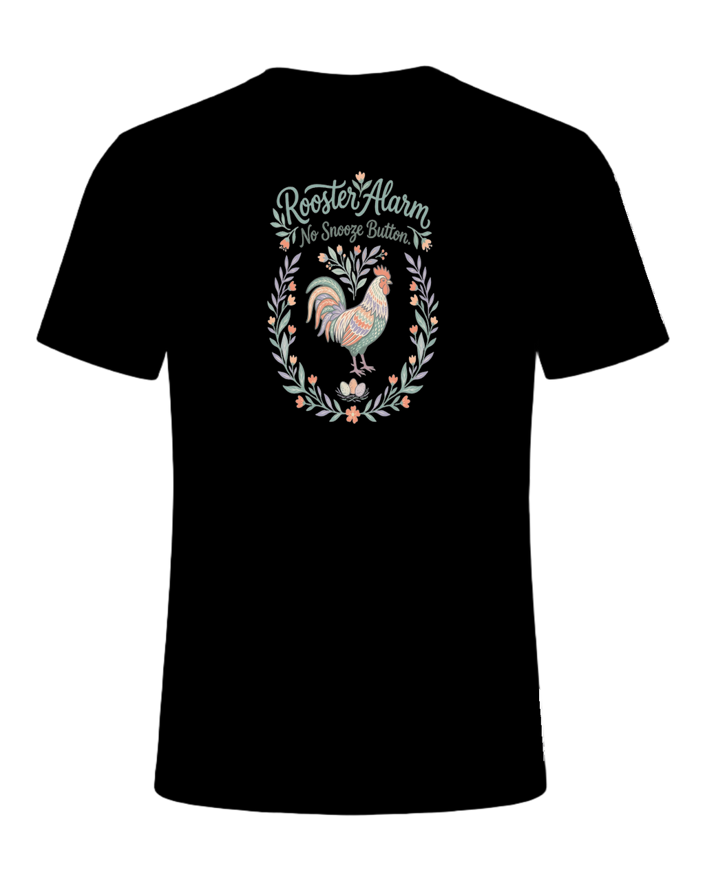 Rooster Alarm. No Snooze Button. — Black