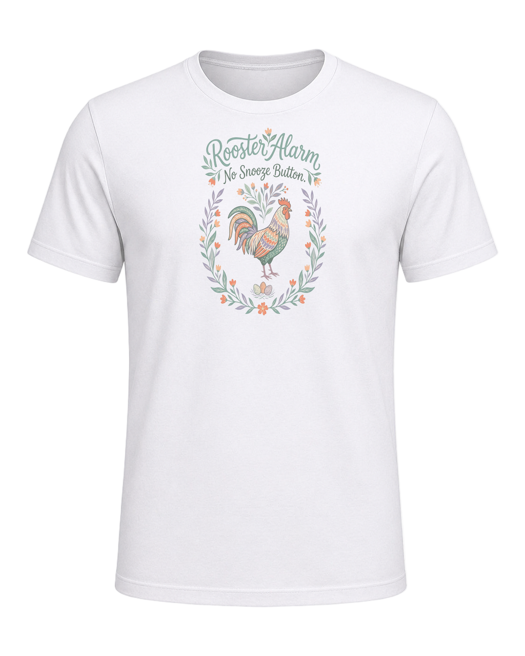 Rooster Alarm. No Snooze Button. — White