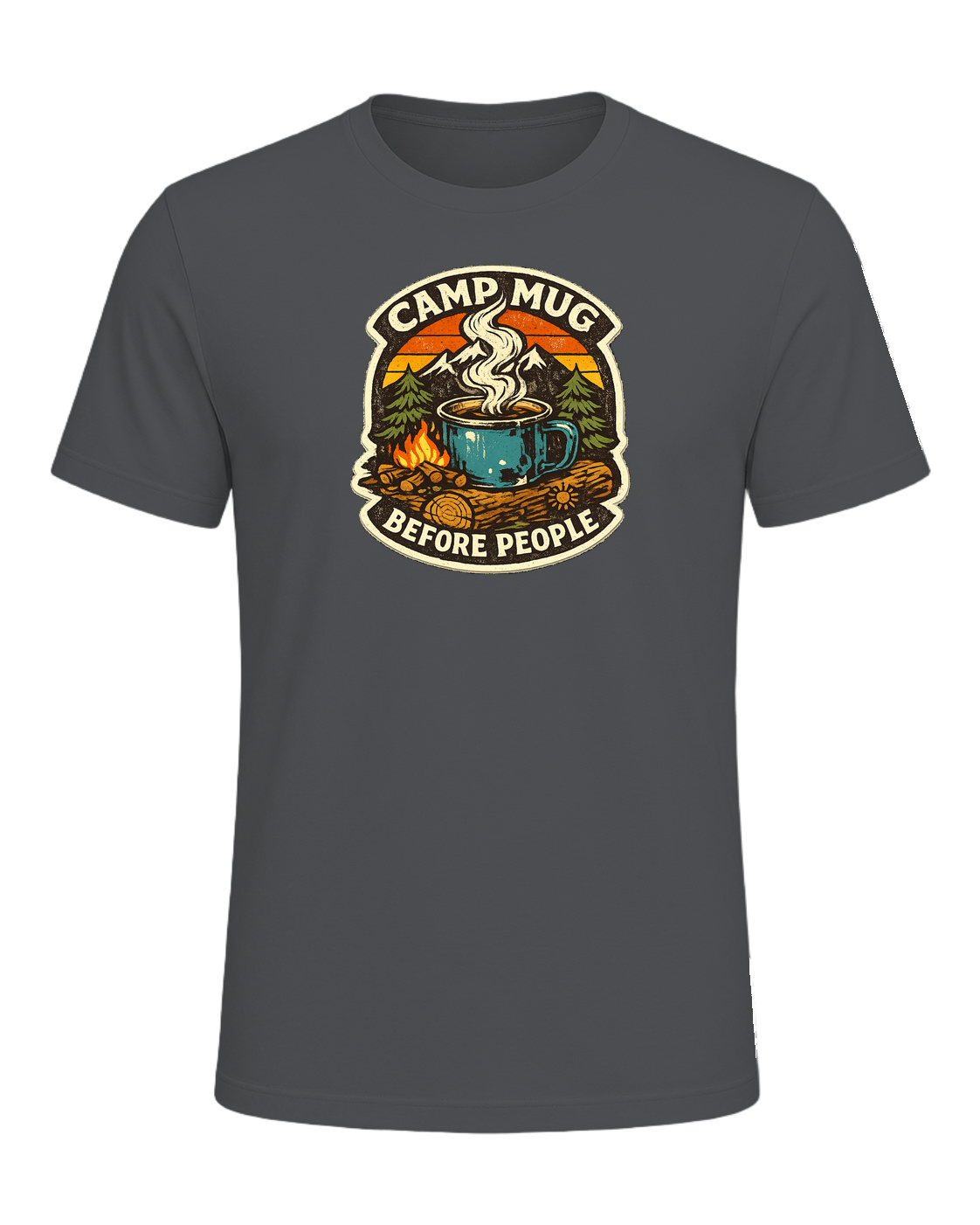 Camp Mug Before People Tee — Asphalt