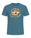 I Run On Sunrise And Stubbornness Tee — Heather Deep Teal