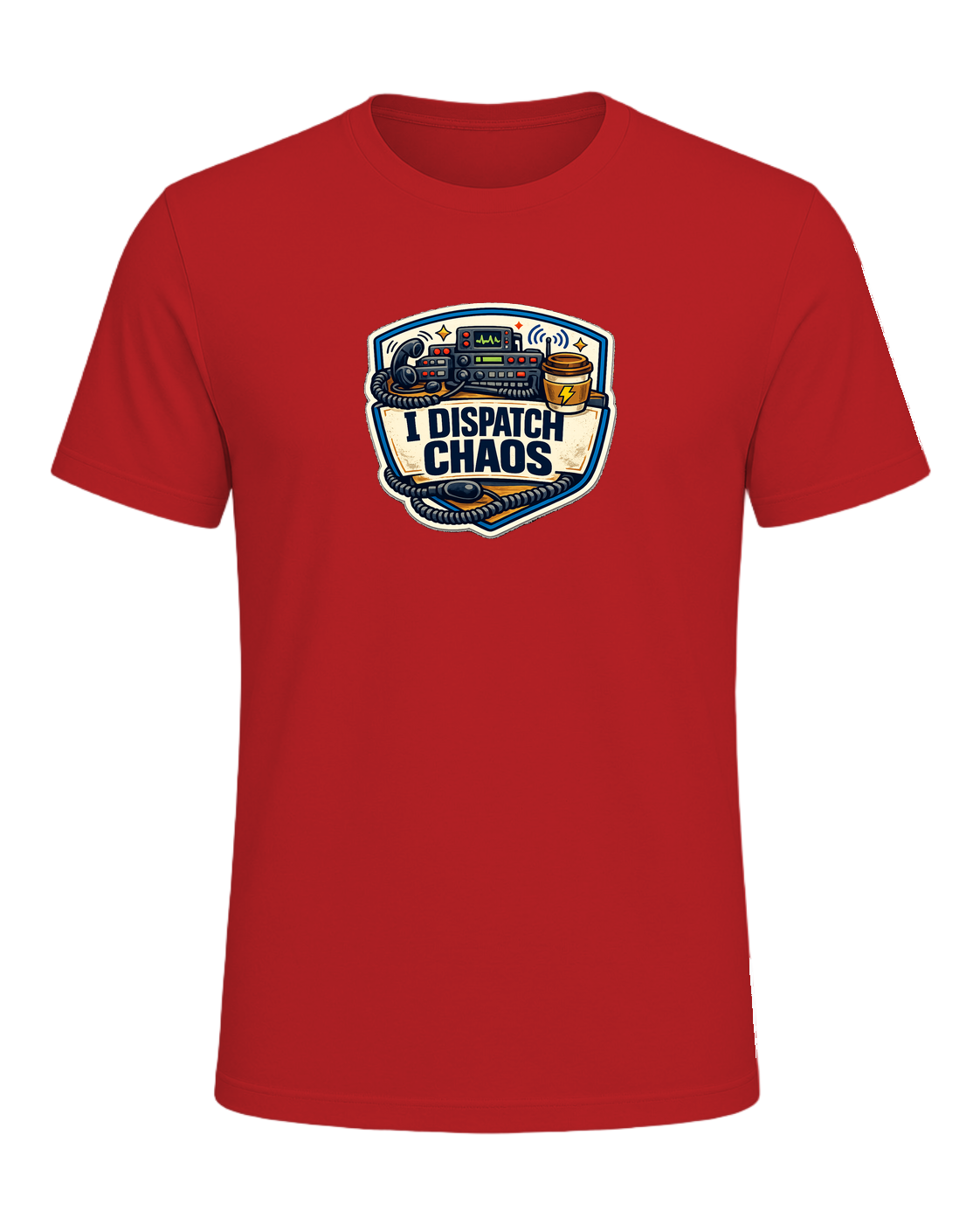 A funny emergency dispatcher tee for the calm voice behind every chaotic shift. — Red