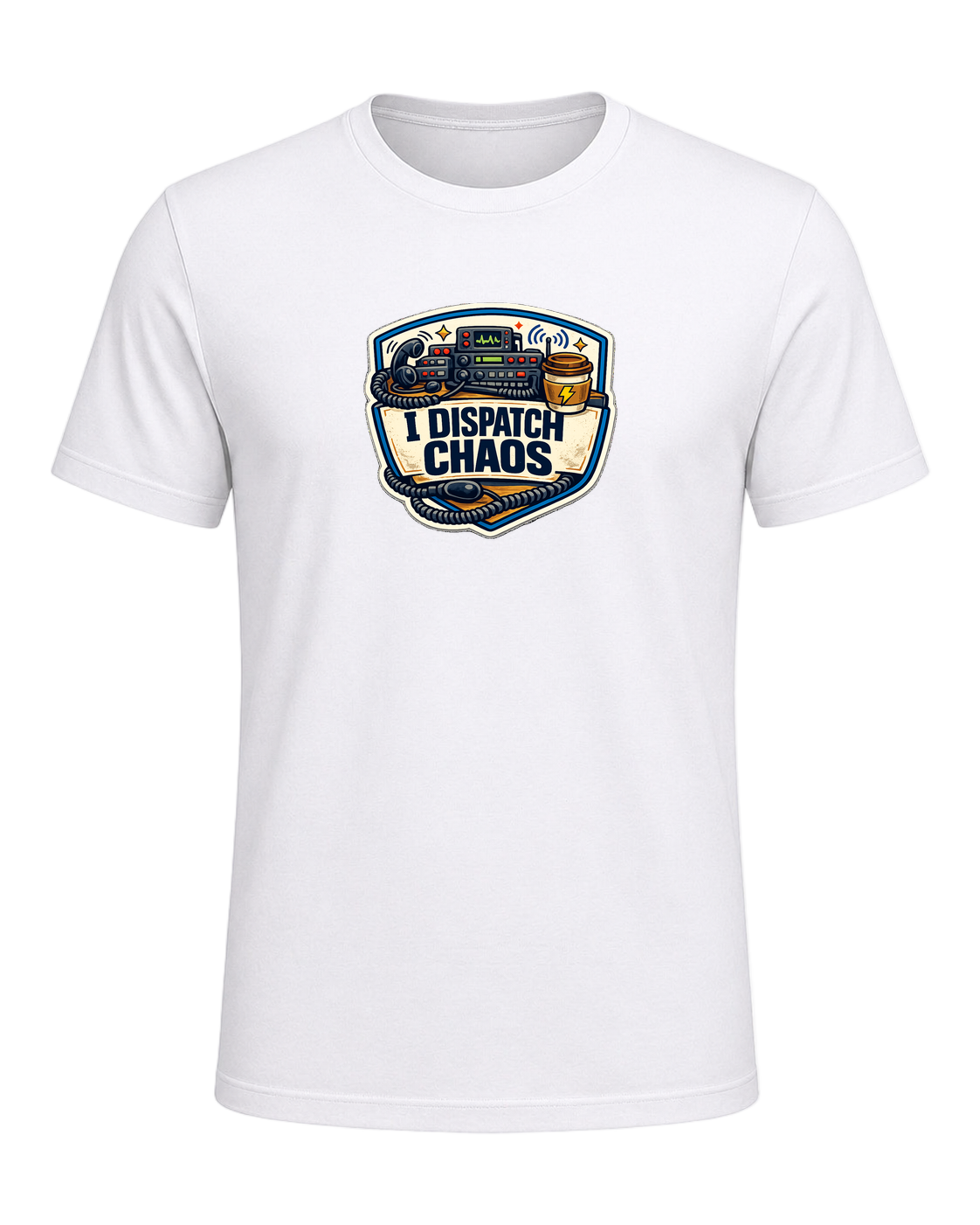 A funny emergency dispatcher tee for the calm voice behind every chaotic shift. — White