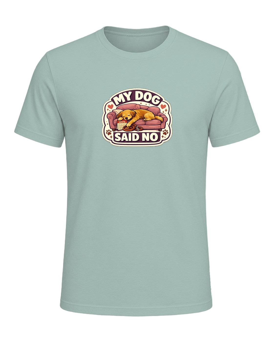 A cozy funny dog mom tee for anyone whose dog gets final say on the schedule. — Dusty Blue