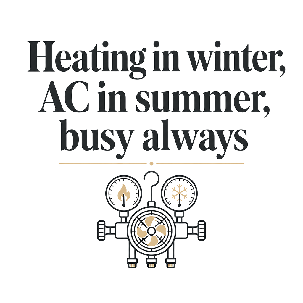 Heating in winter, AC in summer, busy always