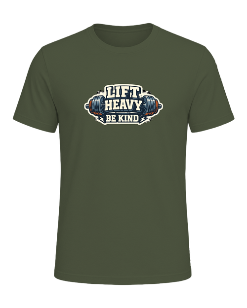 A bold barbell gym tee for lifters who train heavy and keep the room kind. — Military Green