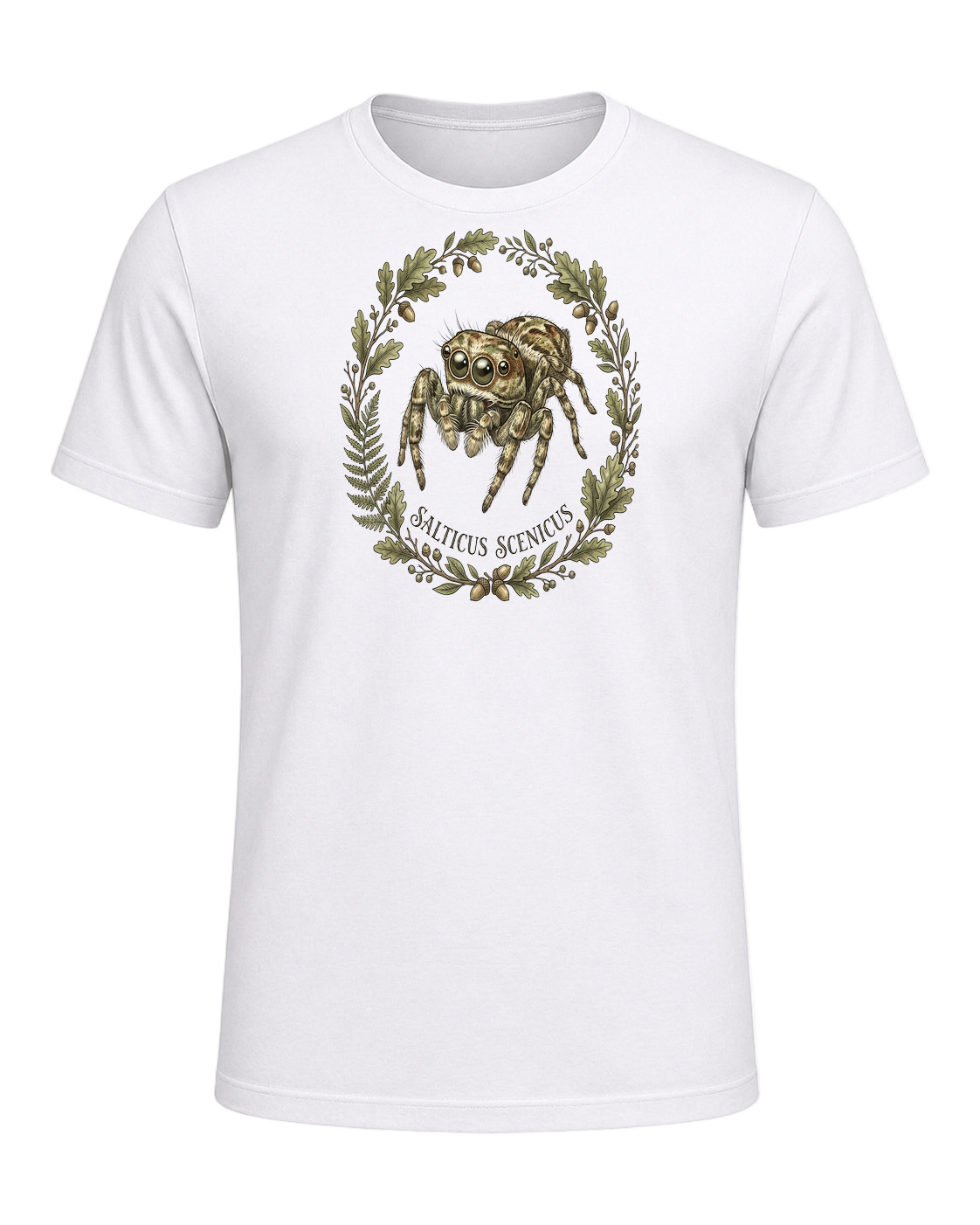 Jumping Spider Close-up Art — White