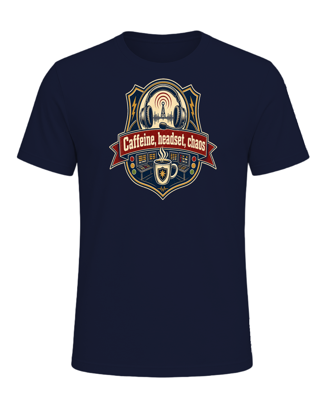 Caffeine, headset, chaos — Navy