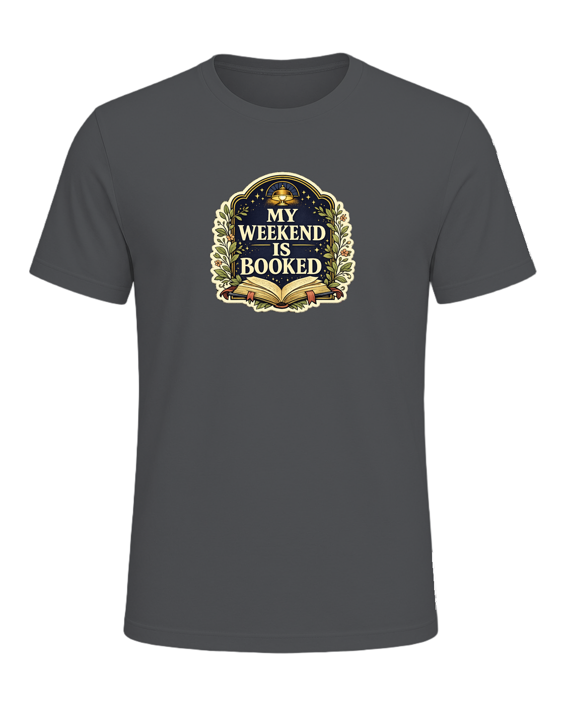 A cozy vintage library tee for readers whose weekend plans are already booked. — Asphalt