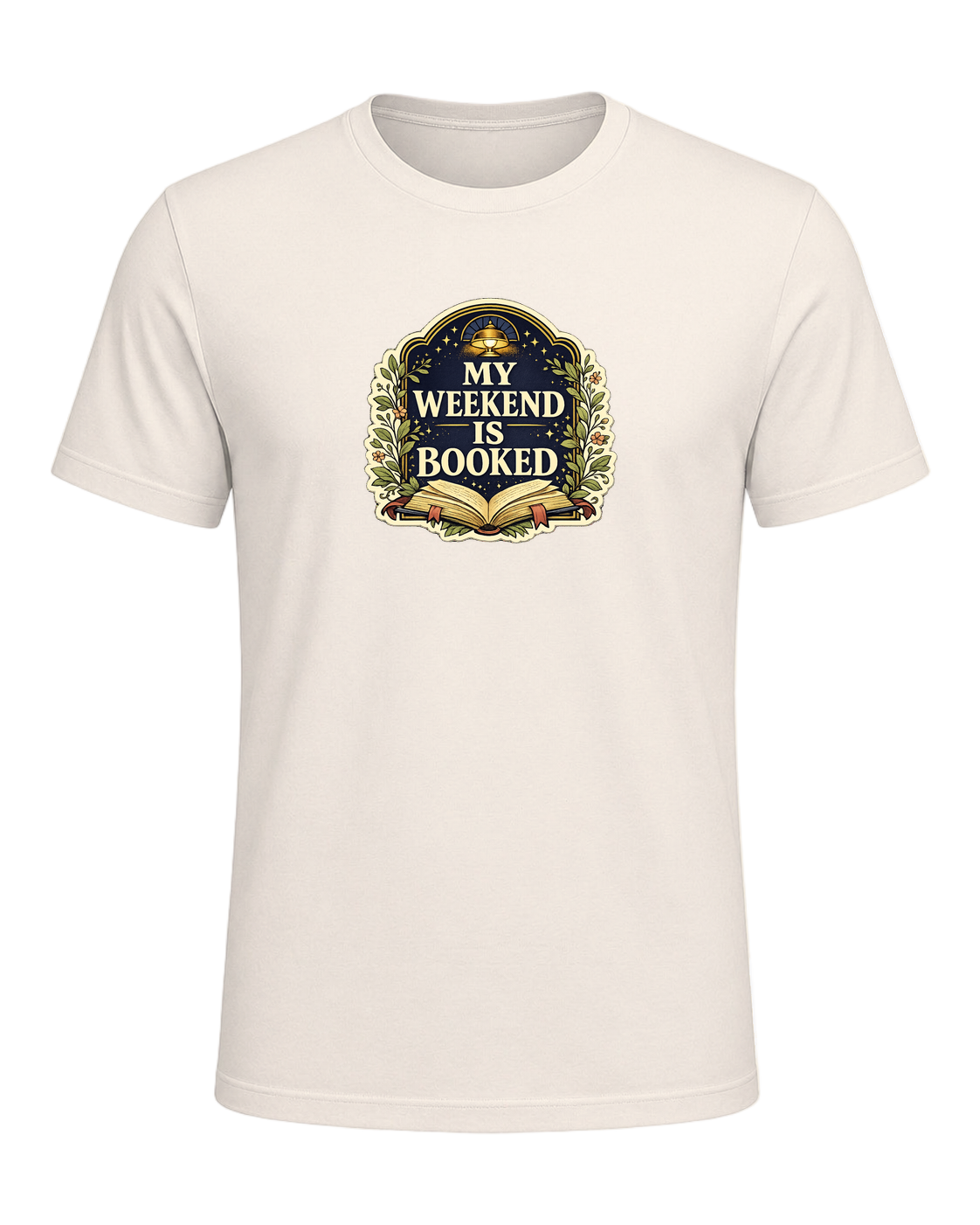 A cozy vintage library tee for readers whose weekend plans are already booked. — Natural