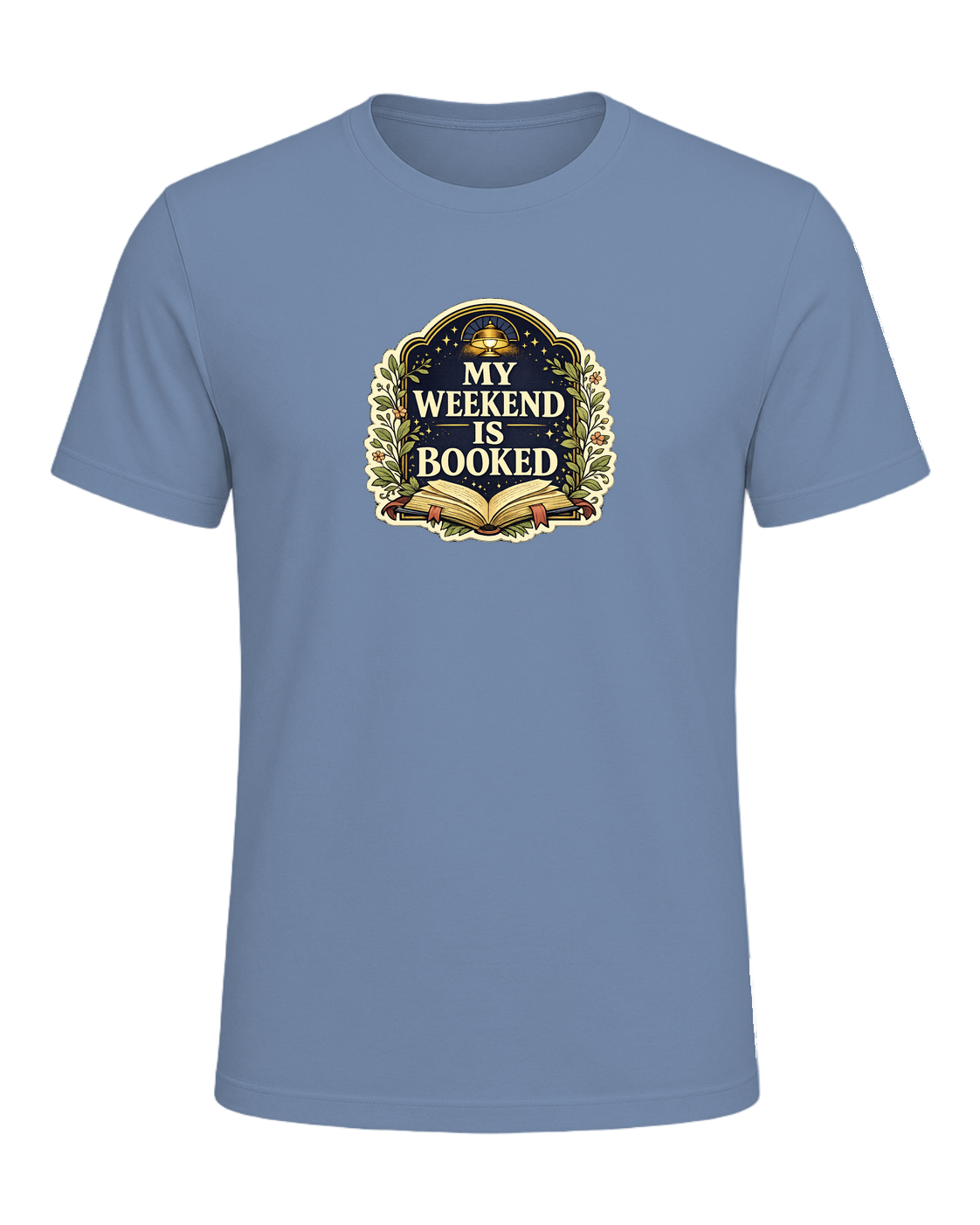 A cozy vintage library tee for readers whose weekend plans are already booked. — Steel Blue