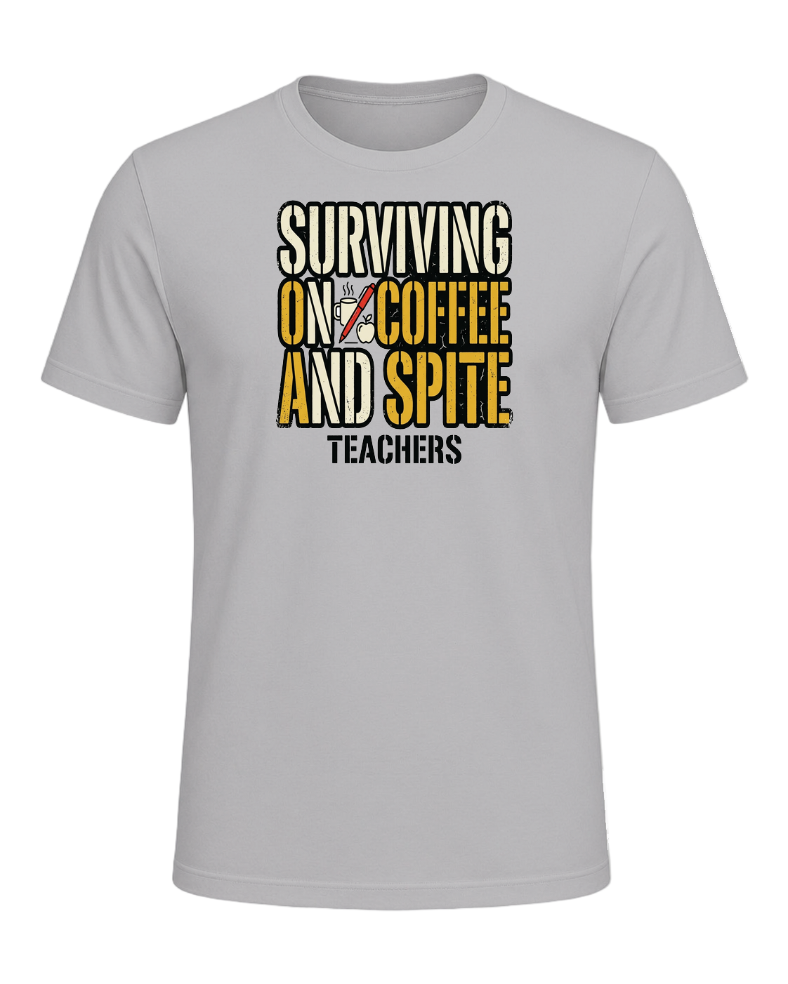 SURVIVING ON COFFEE AND SPITE — Athletic Heather