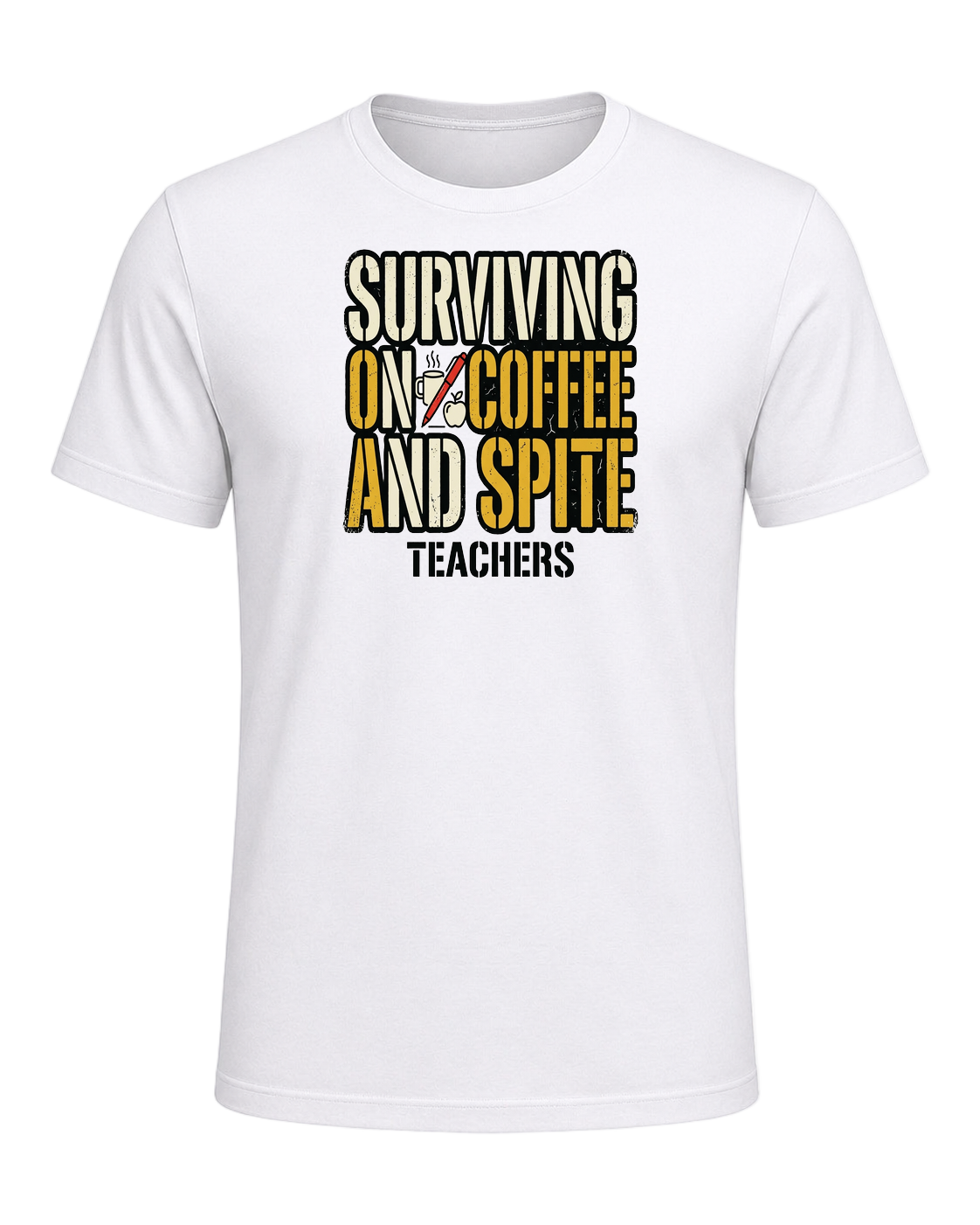 SURVIVING ON COFFEE AND SPITE — White