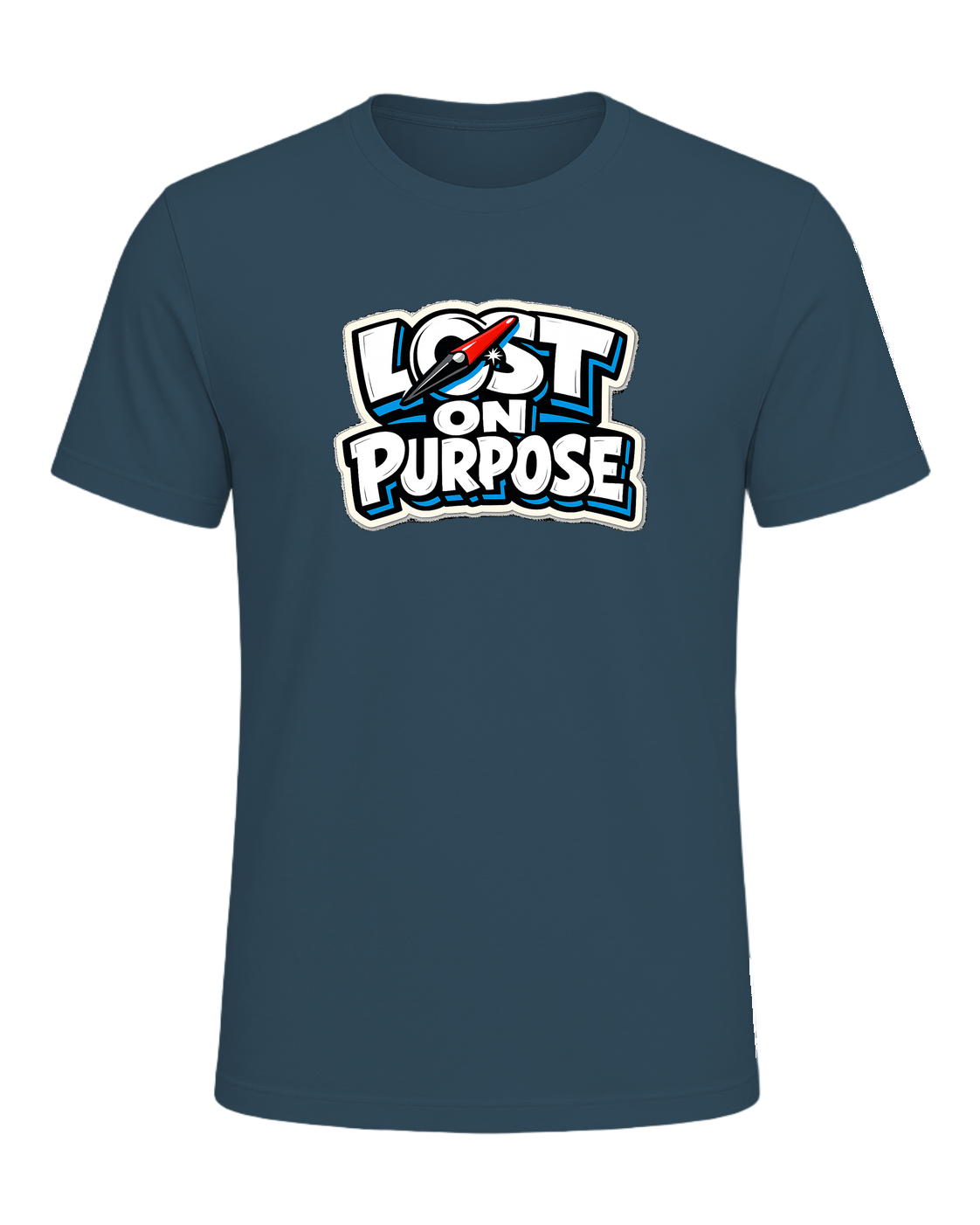 A loud travel tee for wanderers who make detours the whole point. — Deep Teal