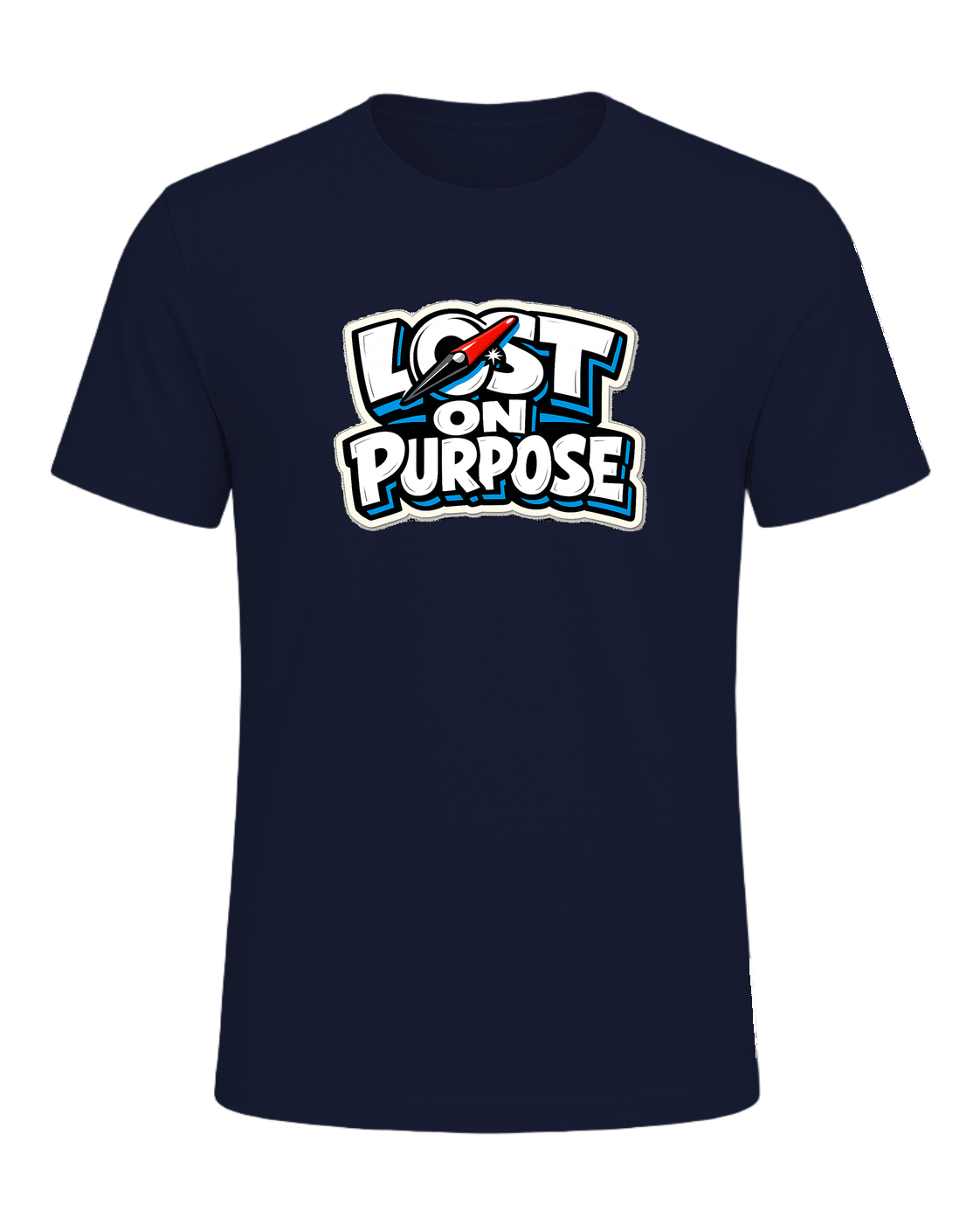 A loud travel tee for wanderers who make detours the whole point. — Navy