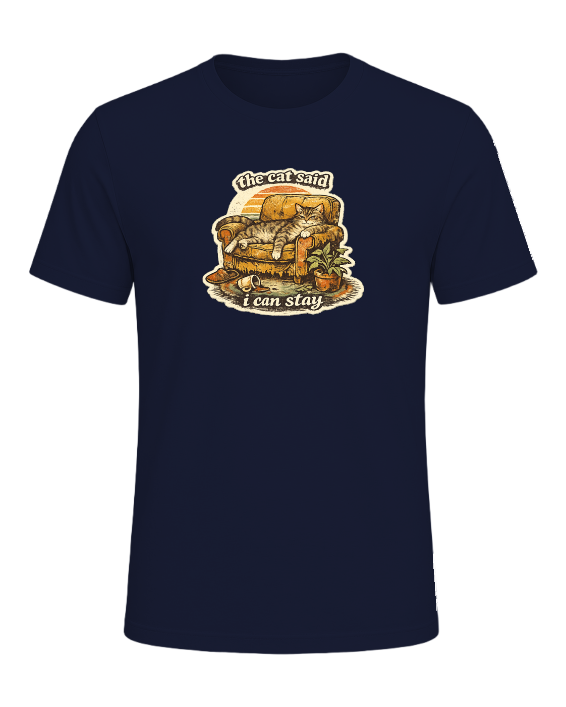 The Cat Said I Can Stay Tee — Navy