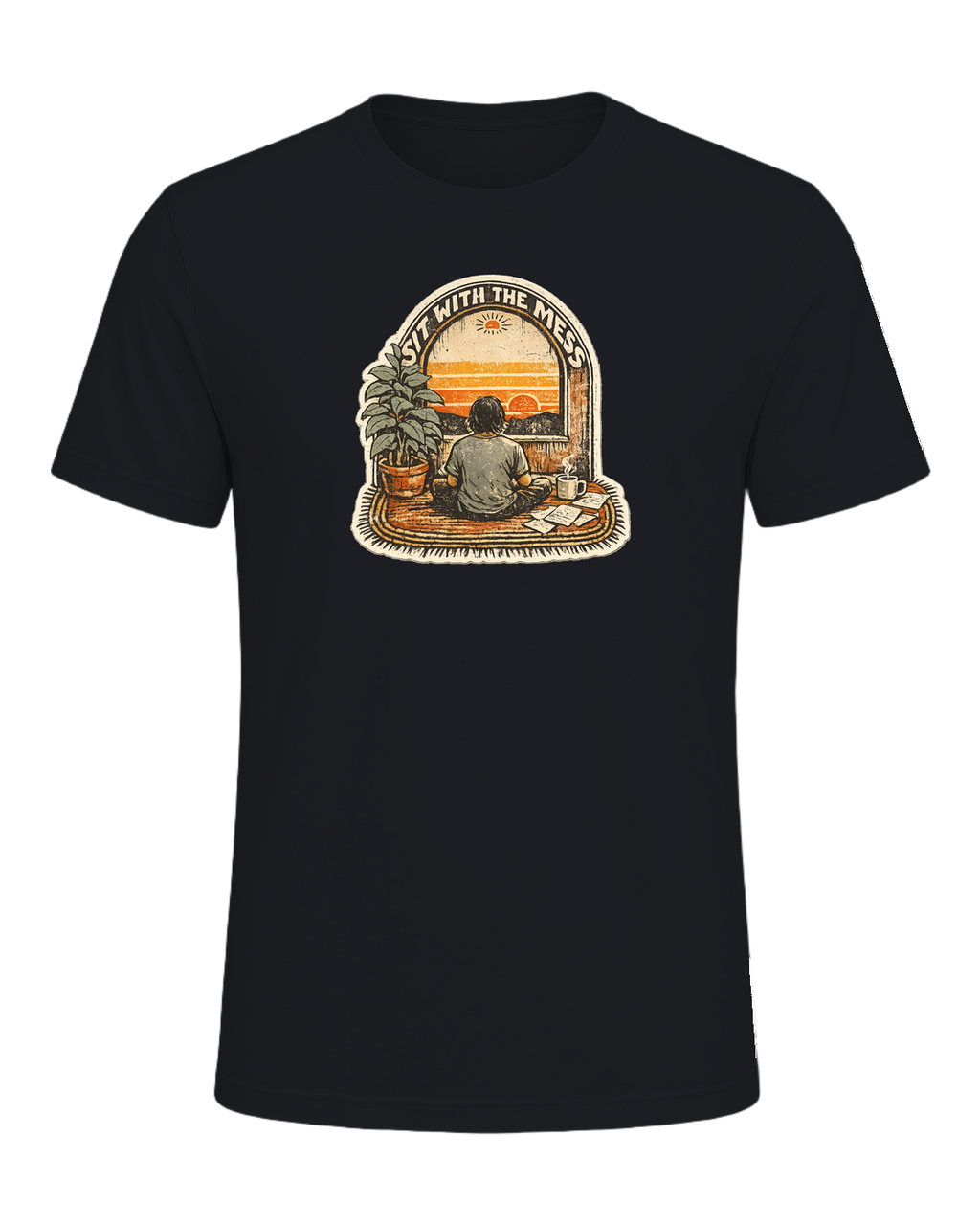 Sit With The Mess Tee — Vintage Black