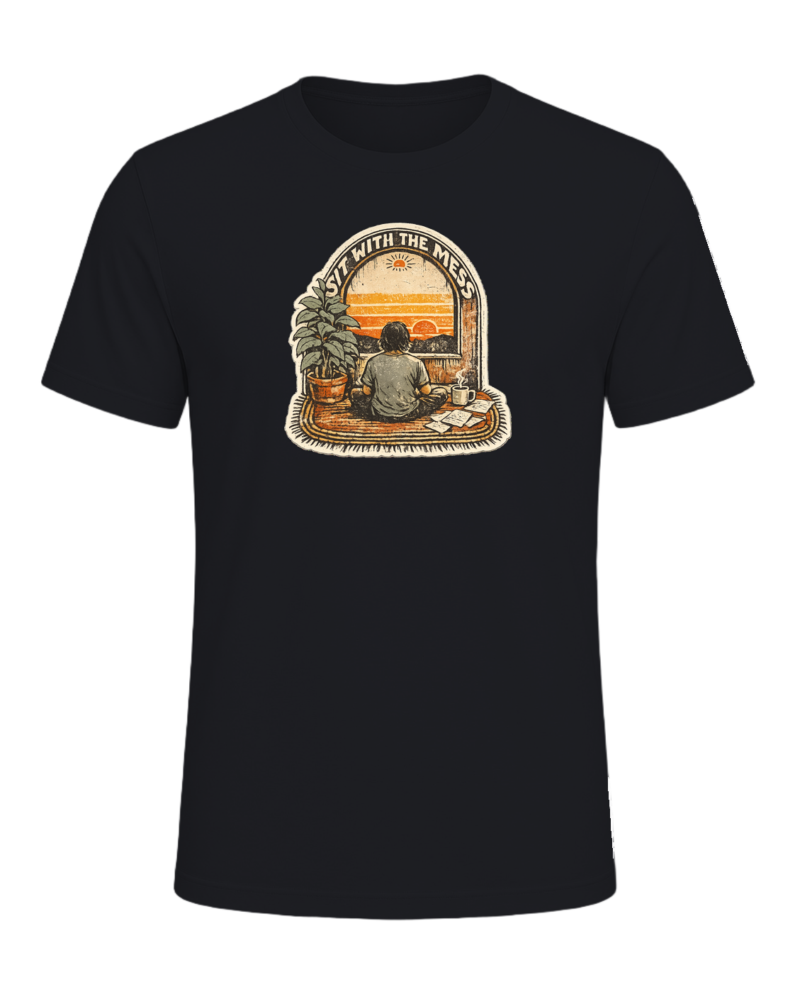 Sit With The Mess Tee — Vintage Black
