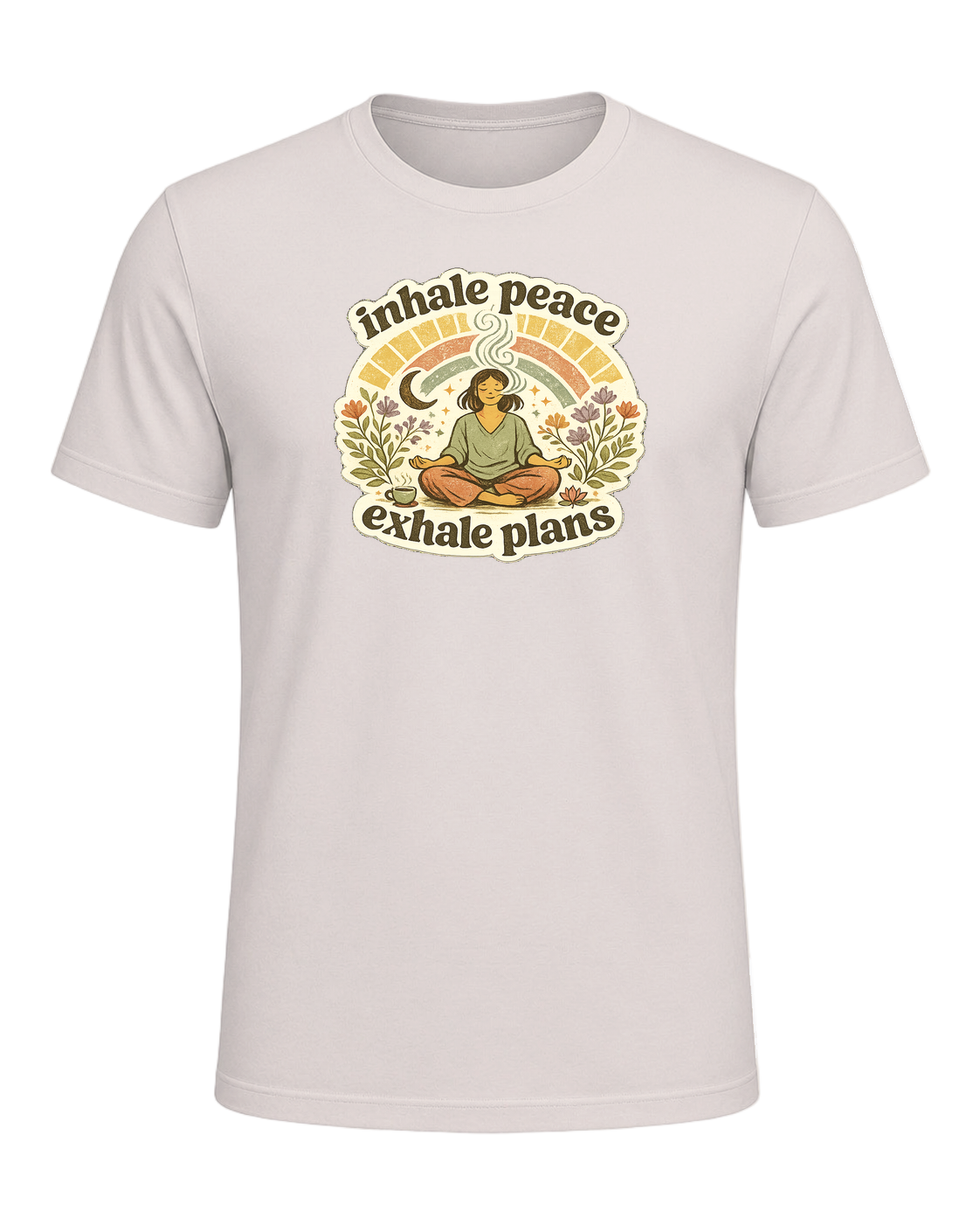 Inhale Peace Exhale Plans Tee — Heather Dust
