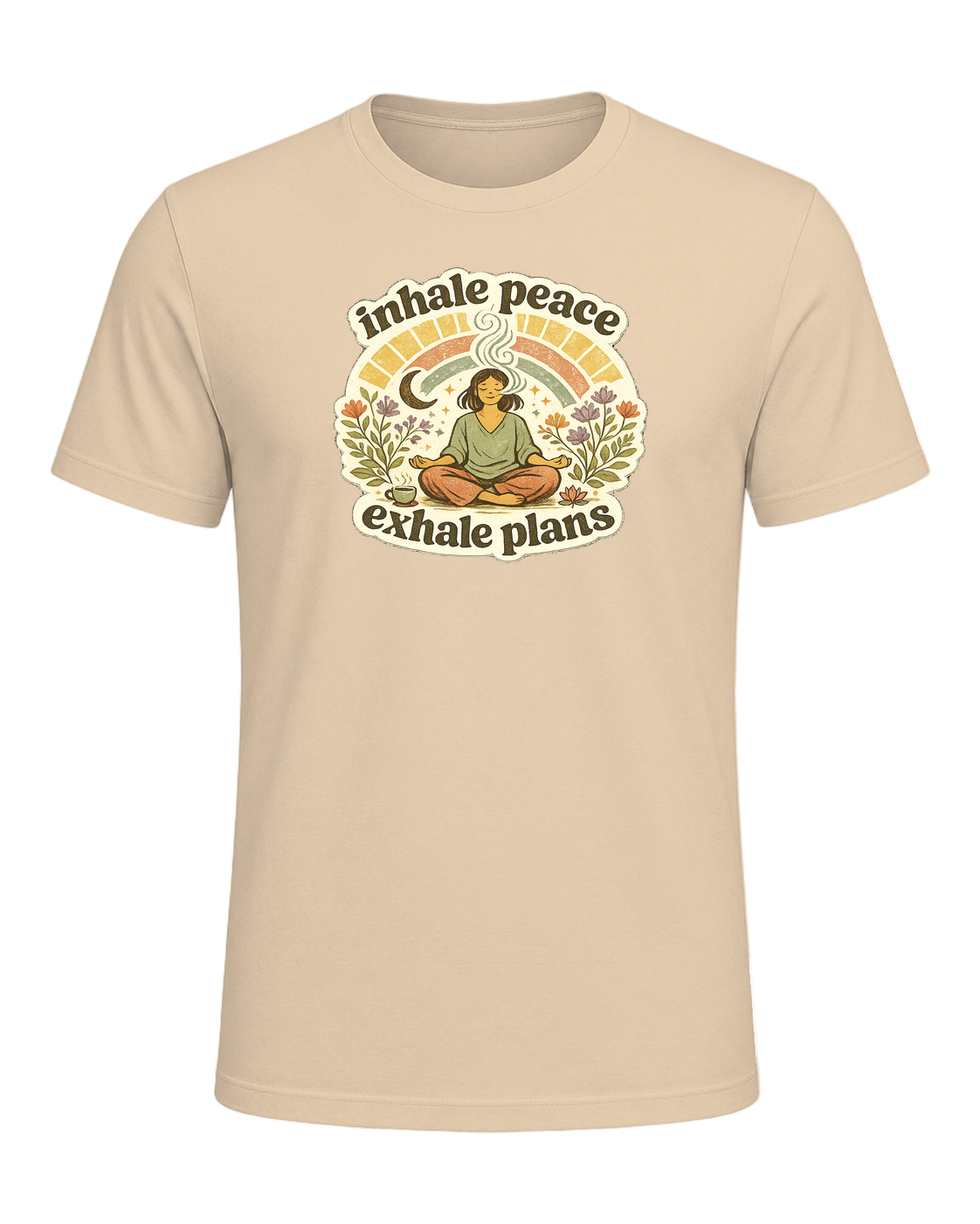 Inhale Peace Exhale Plans Tee — Soft Cream