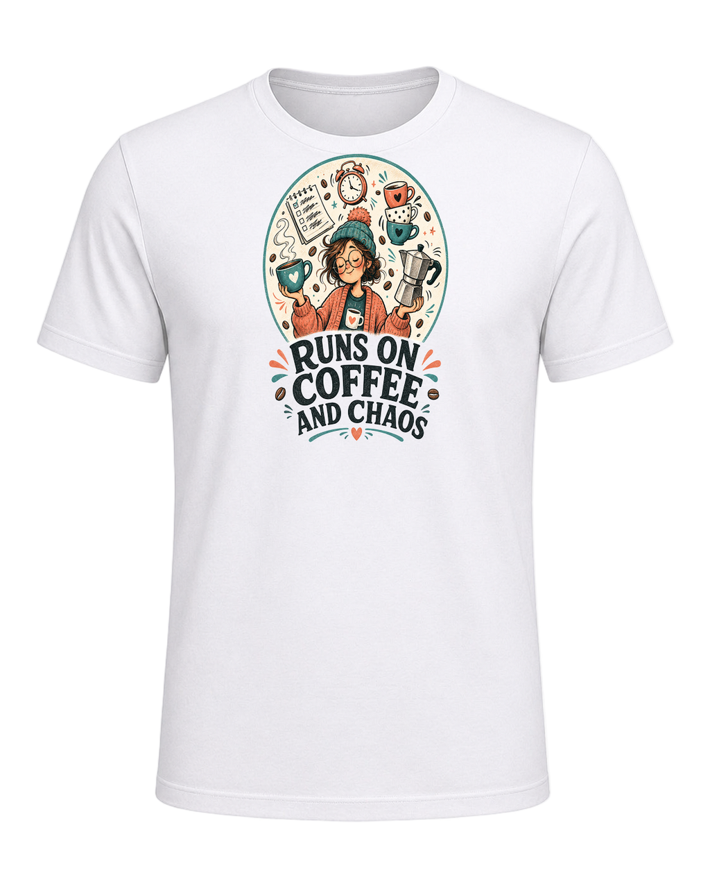 RUNS ON COFFEE AND CHAOS — White