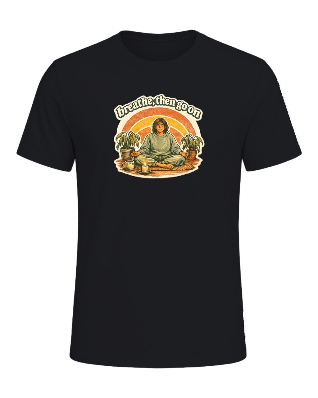 Breathe, Then Go On Tee — Vintage Black