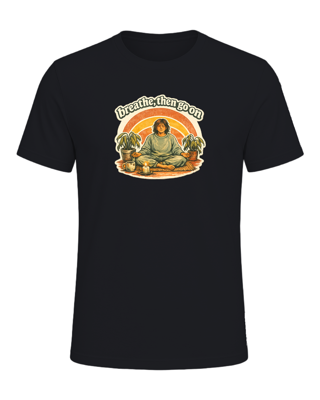 Breathe, Then Go On Tee — Vintage Black