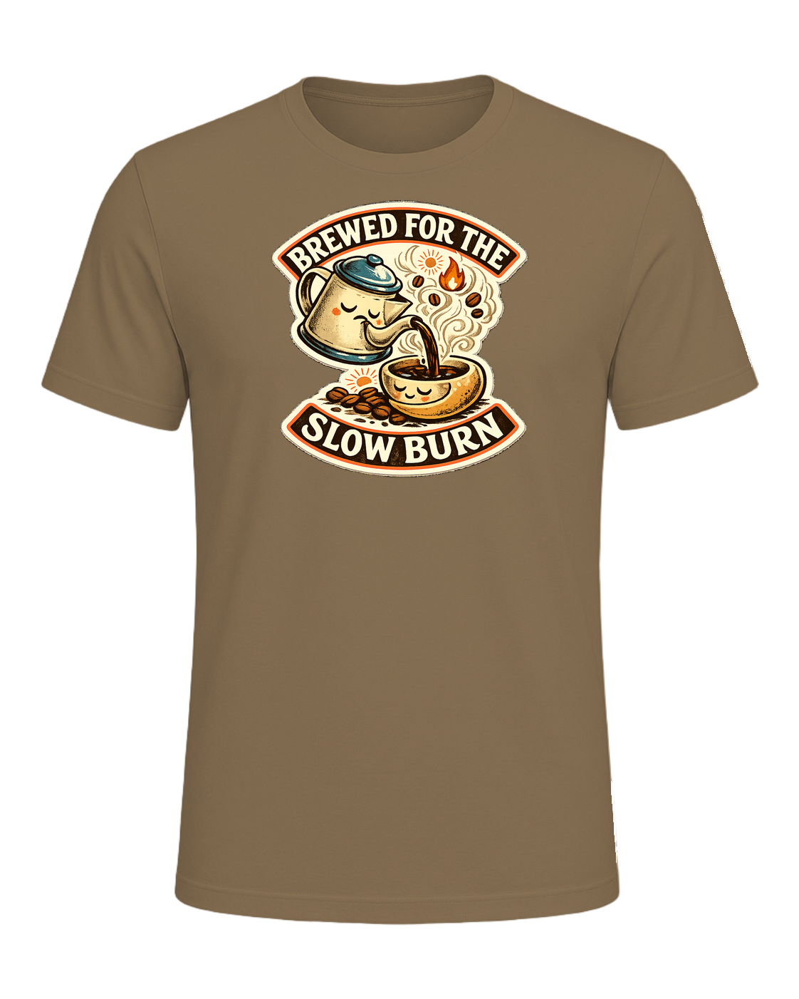 Brewed For The Slow Burn Tee — Heather Olive