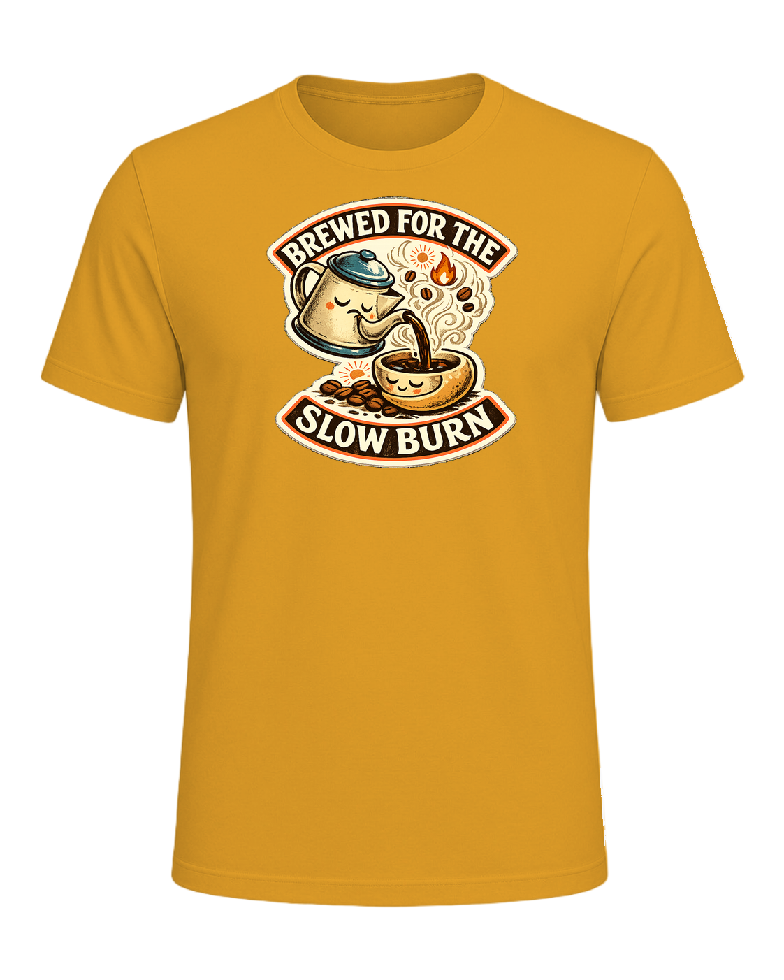 Brewed For The Slow Burn Tee — Mustard