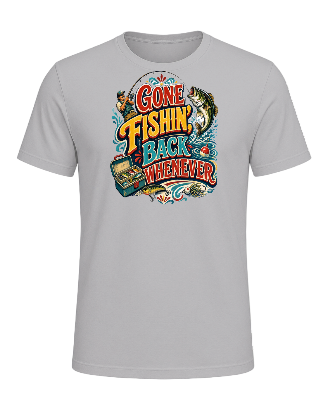 GONE FISHIN', BACK WHENEVER — Athletic Heather
