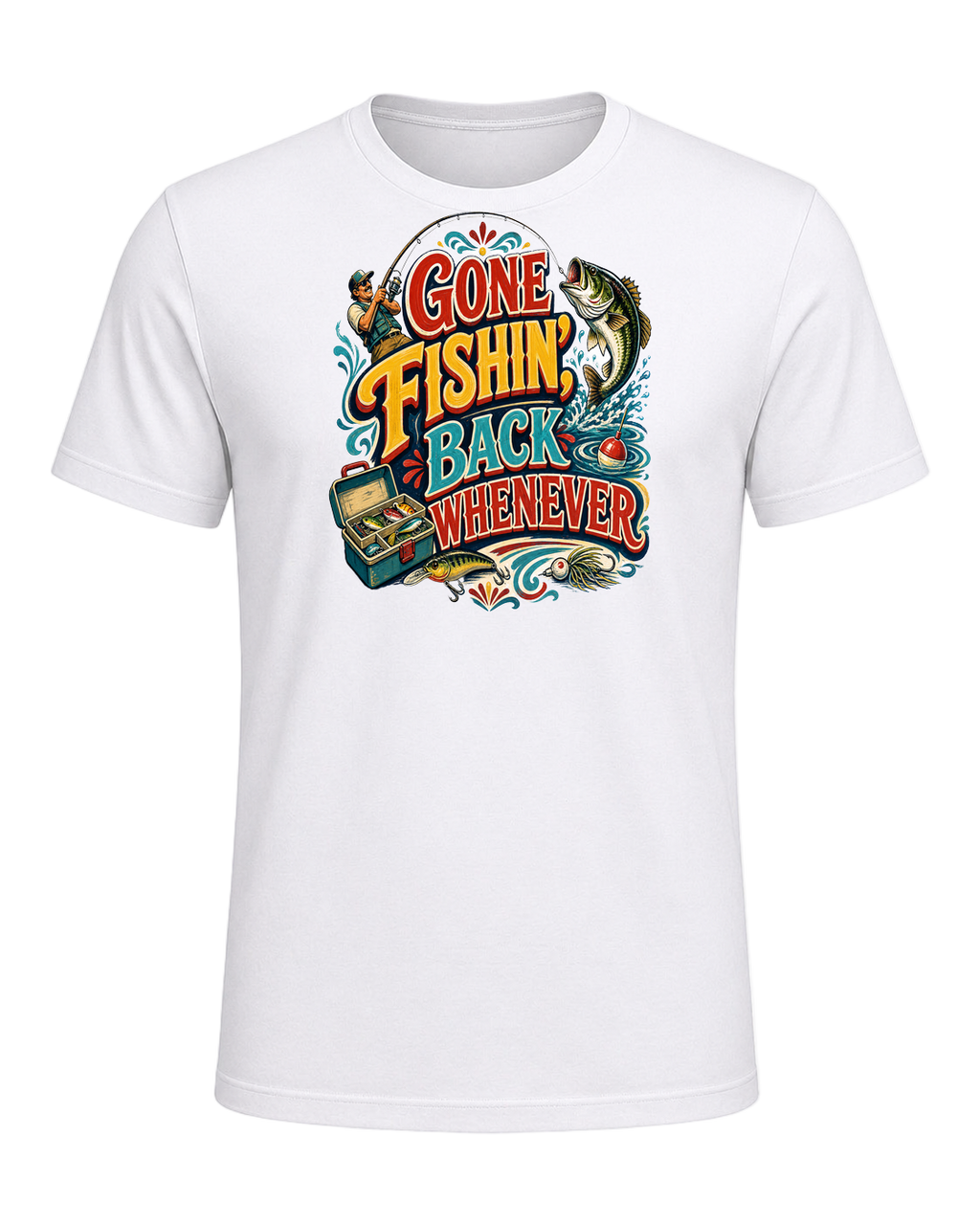 GONE FISHIN', BACK WHENEVER — White