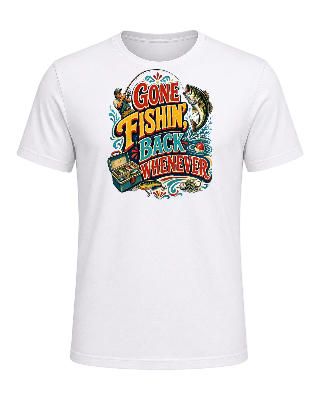 GONE FISHIN', BACK WHENEVER — White