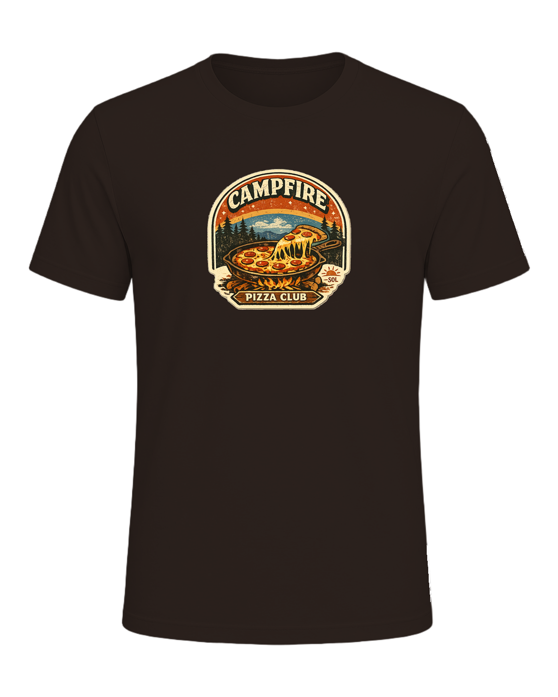 Campfire Pizza Club Tee — Brown